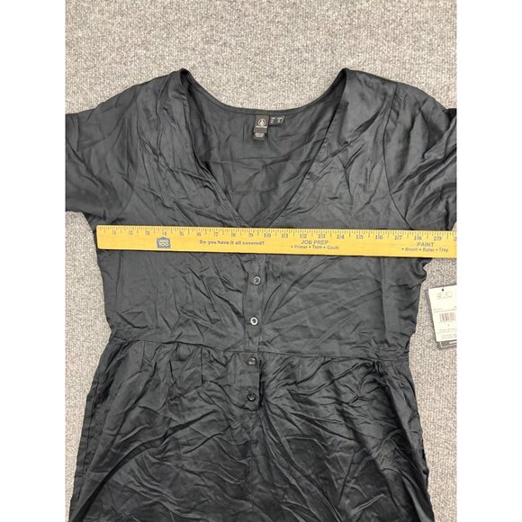 Volcom Happy Clouds Romper Women's Large Black Button Up Pockets NWT - Picture 4 of 10